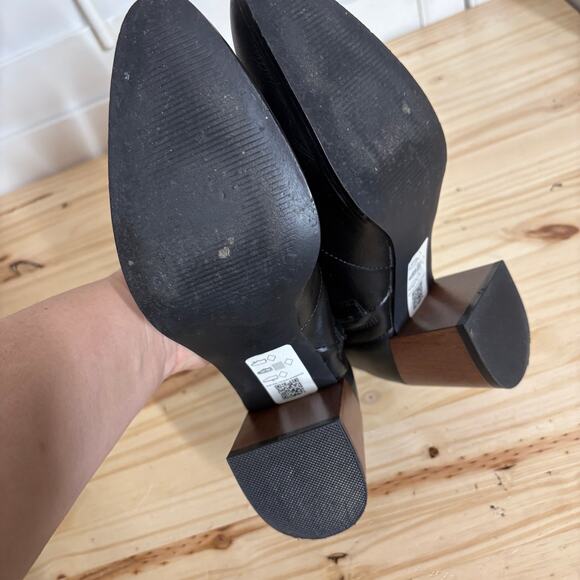 Asos Womens Size 8 Ankle Boots Black Patent Leather Heeled Side Zip Almond Toe - Picture 6 of 11